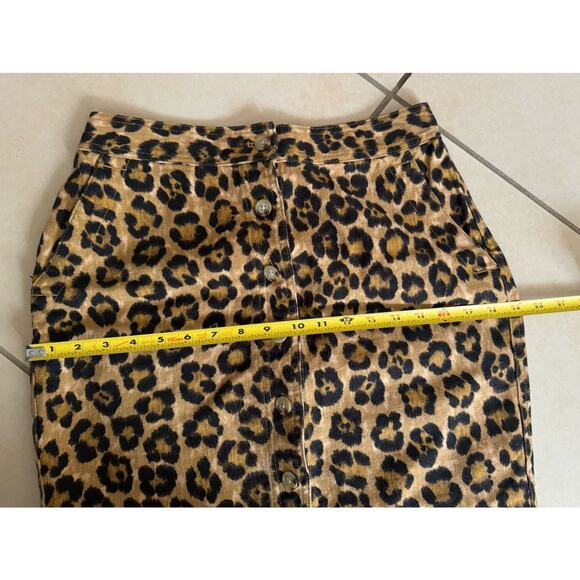 Ralph Lauren Button Front Leopard Print Skirt Pencil Knee Length Sz 2 Side... - Picture 8 of 8